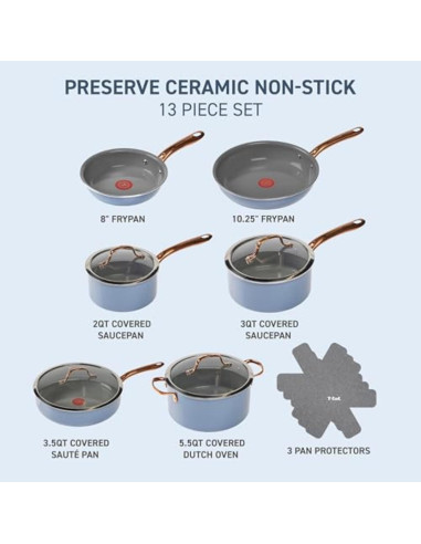 Juego de Utensilios de Cocina T-fal Preserve Cerámico 13 Pzas