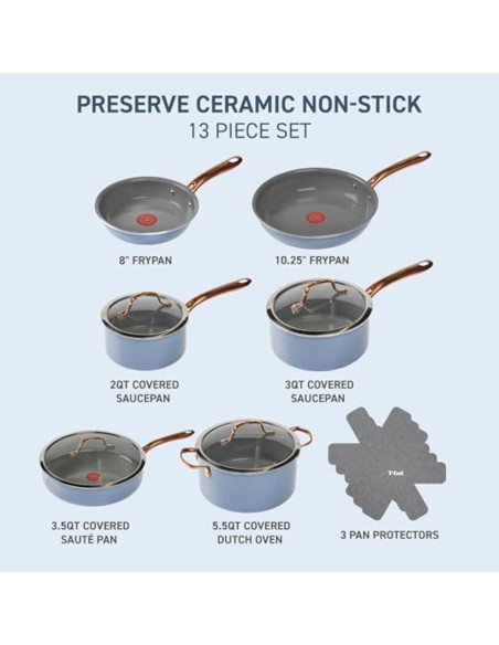 Juego de Utensilios de Cocina T-fal Preserve Cerámico 13 Pzas