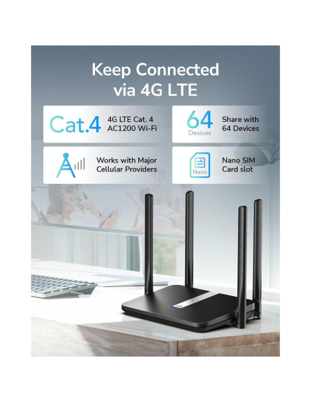 Cudy AC1200 Router 4G LTE Desbloqueado con SIM 1200Mbps