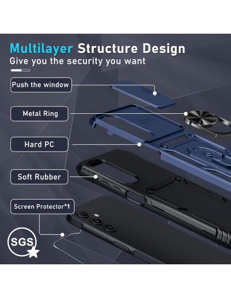 Funda Janmitta para Galaxy A15 5G con Soporte y Protector