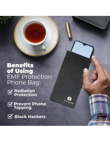 Funda Anti EMF TOMUM para Smartphone - Bolsa Negra 20cm