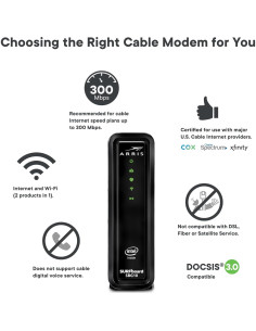 Módem y Router ARRIS SBG10 DOCSIS 3.0 WiFi AC1600 2