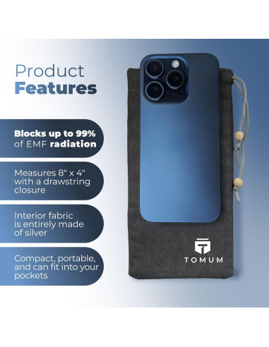 Funda Anti EMF TOMUM para Smartphone - Bolsa Negra 20cm