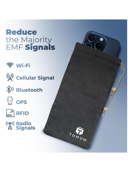 Funda Anti EMF TOMUM para Smartphone - Bolsa Negra 20cm