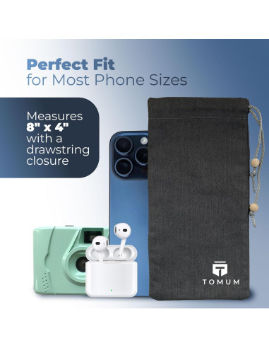 Funda Anti EMF TOMUM para Smartphone - Bolsa Negra 20cm