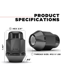 Tuerca de Buje Acorn White Knight M12x1.5 Cromado Negro 20 Pzas 2