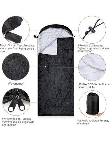 Sacos de Dormir Tranqun 10 Pcs Algodón Impermeables 4 Estaciones