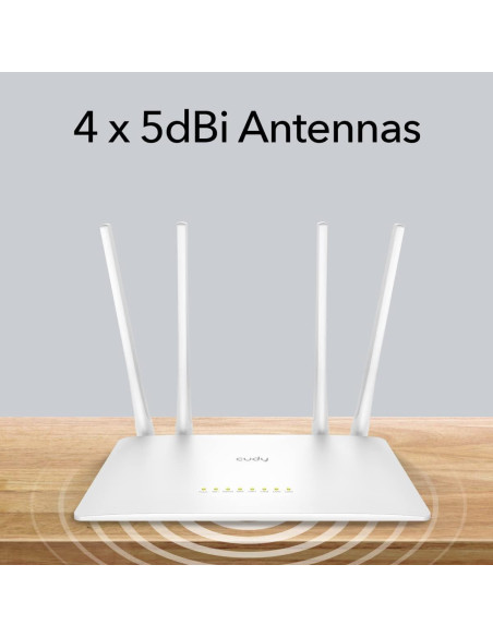 Cudy Enrutador WiFi Doble Banda AC1200 WR1200 4 en 1