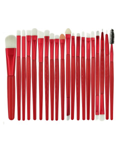 Juego de Pinceles de Maquillaje Pimoys 20 Pcs Profesional Rojo