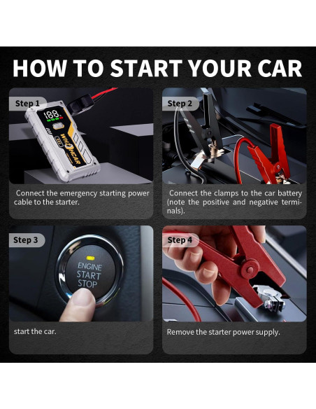 Arrancador de Batería WHZOHCAR R02 5000A 12V Carga Rápida Arrancador de Batería WHZOHCAR R02 5000A 12V Carga Rápida