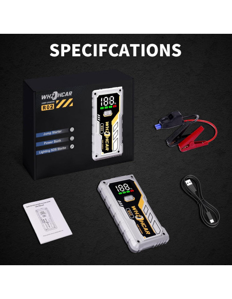 Arrancador de Batería WHZOHCAR R02 5000A 12V Carga Rápida Arrancador de Batería WHZOHCAR R02 5000A 12V Carga Rápida