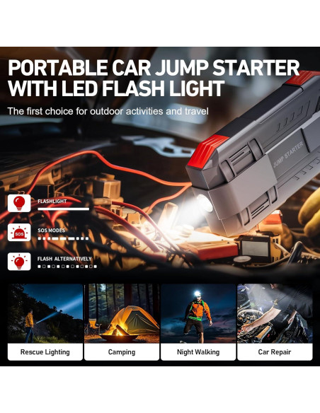 Arrancador de Batería Tstiti C20 4000A 12V USB LED