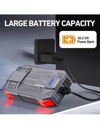 Arrancador de Batería Tstiti C20 4000A 12V USB LED