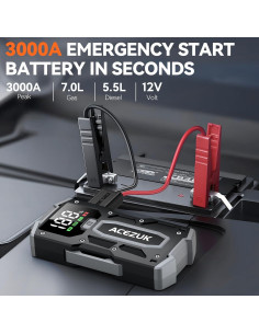 Arrancador de Coche ACEZUK M01 3000A 12V con Pantalla LED 2