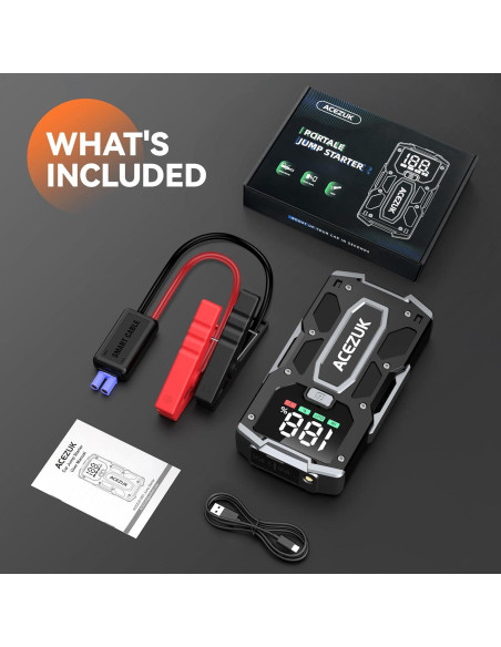 Arrancador de Coche ACEZUK M01 3000A 12V con Pantalla LED