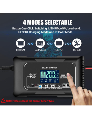 Cargador de Batería Inteligente ZHIHIUI 12V 20A 24V 10A