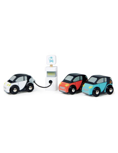 Set de Coches Eléctricos de Madera Tender Leaf Toys - 3 Piezas