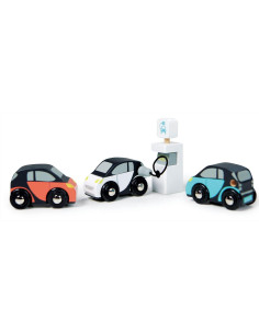 Set de Coches Eléctricos de Madera Tender Leaf Toys - 3 Piezas 2