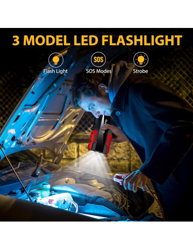 Arrancador de Coche Giatero 4000A 12V con Linterna LED