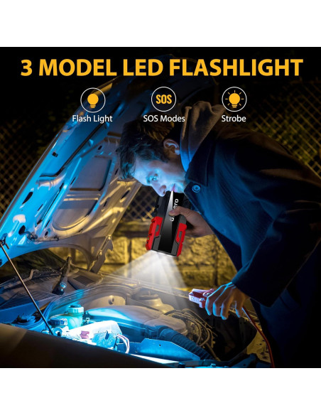 Arrancador de Coche Giatero 4000A 12V con Linterna LED