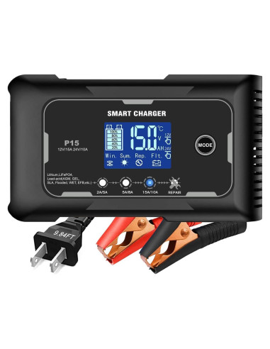 Cargador inteligente dKJIGYH 12V/24V 15A/10A LiFePO4