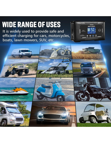 Cargador inteligente dKJIGYH 12V/24V 15A/10A LiFePO4 Cargador inteligente dKJIGYH 12V/24V 15A/10A LiFePO4