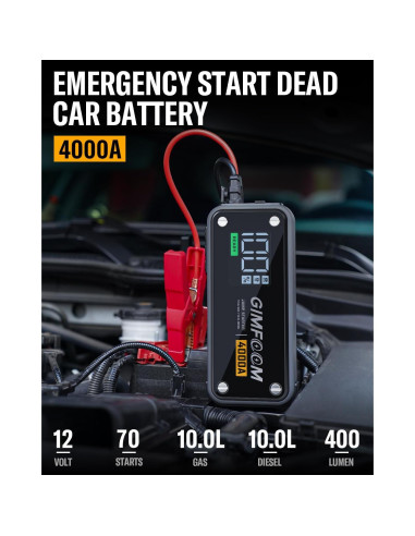 Arrancador de Salto GIMFOOM S4000 4000A 12V Pantalla LCD