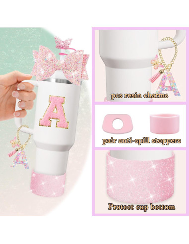 Juego de Accesorios 8PCS para Stanley Cup 30oz 40oz Rosa A