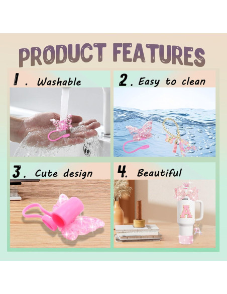 Juego de Accesorios 8PCS para Stanley Cup 30oz 40oz Rosa A