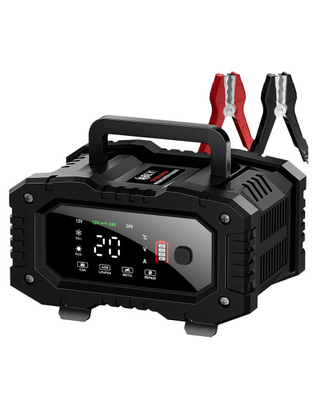 Cargador de Batería ABLY 20A 12V/24V Automático con LCD