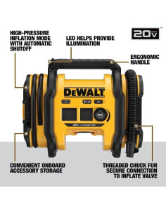 Inflador de Neumáticos DEWALT 20V MAX, Compacto y Portátil 2