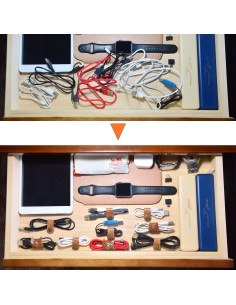 Organizador de Cables CAILLU de Cuero Marrón Claro - 5 Piezas 2