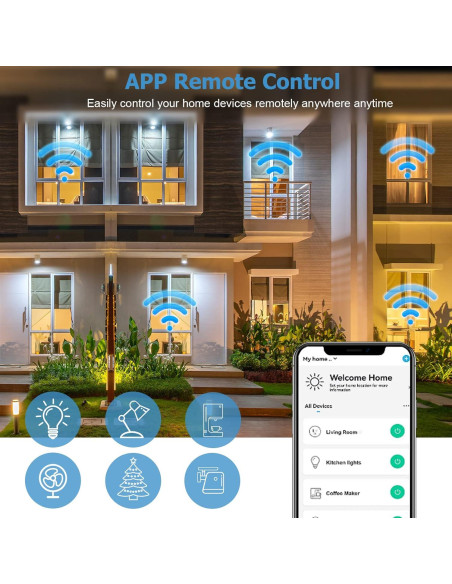 Enchufes Inteligentes WiFi Eva's Light Paquete de 4 Control Remoto