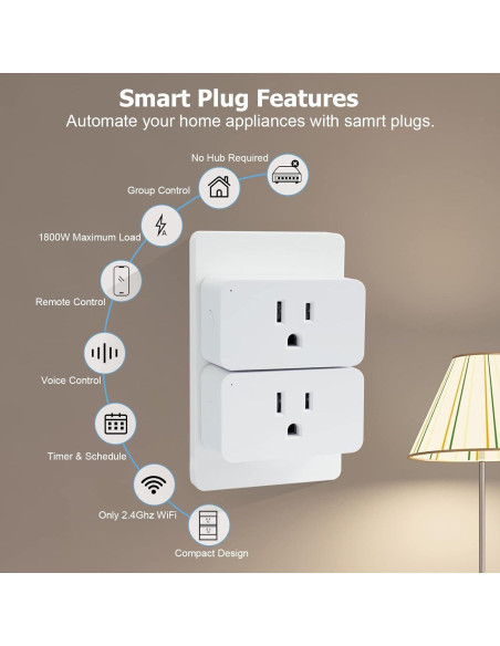Enchufes Inteligentes WiFi Eva's Light Paquete de 4 Control Remoto