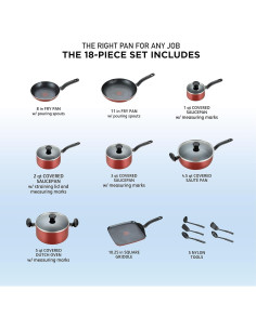 Juego de cocina T-fal Initiatives 18 piezas rojo antiadherente 2