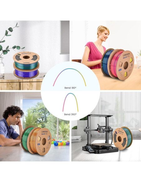Filamento 3D Comgrow Silk PLA 1.75mm Tri-Colores 1Kg