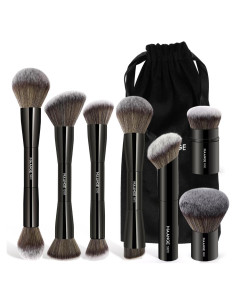 Set de Brochas de Maquillaje MAANGE 7 Piezas Kabuki Negro