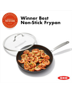 Sartén OXO Enhanced 30 cm con tapa vidrio antiadherente 2