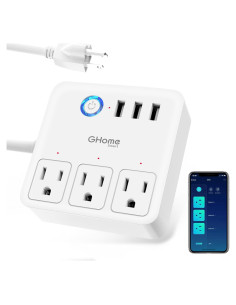 GHome Tira de Energía Inteligente 3 USB 3 Enchufes Controlados