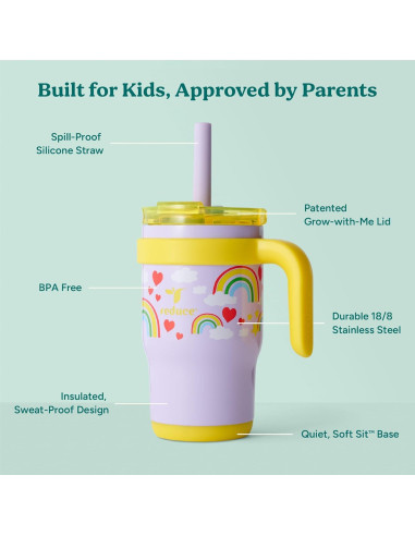 Vaso Aislado REDUCE Coldee 414 ml para Niños - Cielo Arcoíris