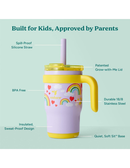 Vaso Aislado REDUCE Coldee 414 ml para Niños - Cielo Arcoíris