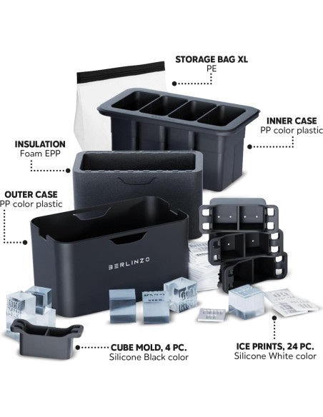 Molde de Hielo Claro Berlinzo - 8 Cubos de 5,08 cm