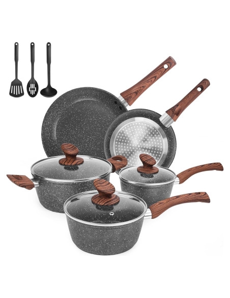 Juego de Ollas y Sartenes M MELENTA 11 Piezas Antiadherente