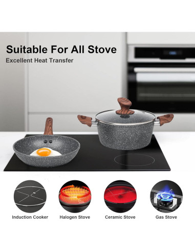 Juego de Ollas y Sartenes M MELENTA 11 Piezas Antiadherente