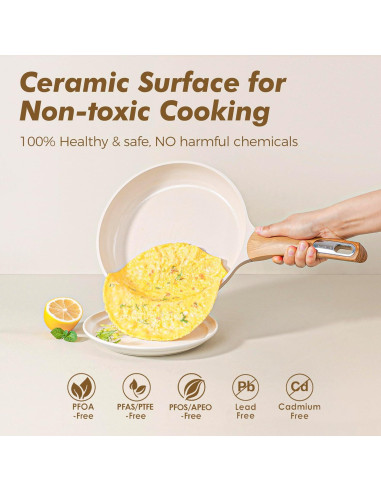 Juego de Ollas y Sartenes SENSARTE 14 Piezas Cerámica Antiadherente