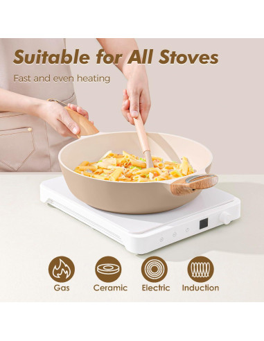 Juego de Ollas y Sartenes SENSARTE 14 Piezas Cerámica Antiadherente