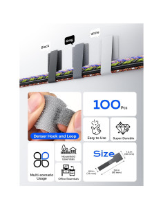100 Sujetadores de Cable Adhesivos Gliship Gris 9.14x3.05cm 2