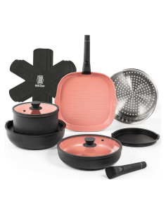 Juego de Ollas y Sartenes ROYDX 14 Piezas Antiadherente