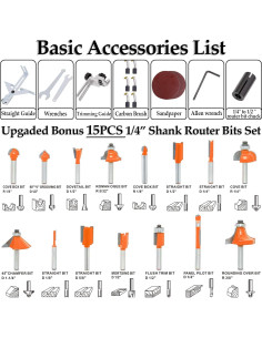 Router Compacto THINKWORK 800W 1.25HP con 15 Brocas 2