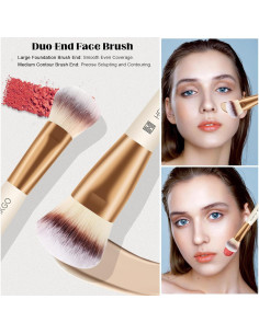 Set de Brochas de Maquillaje HEYMKGO 4 PZS Doble Cara Albaricoque 2